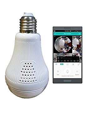 1080P Wifi Bulb Camera,Smart Fisheye LED Light 360° Panoramic for Remote Home Security System, Indoor Office Baby Room,Motion Detection Alarm