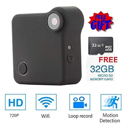 P2P Camera WiFi Remote View DENT Products - Free 32 gb Micro SD Card Included, HD 720p Spy Hidden IP Pet Nanny Drone Body Cam, Wearable Mini Square Magnetic Security Camera WiF