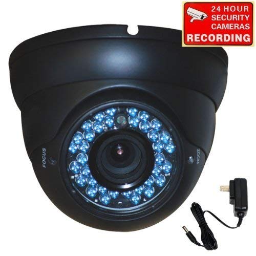 VideoSecu Dome Outdoor CCD Vandal Proof Security Camera Day Night Vision 420TVL 36 IR Infrared Leds 4-9mm Zoom Focus Varifocal for Home CCTV DVR Surveillance System with Power Supply 1ZH