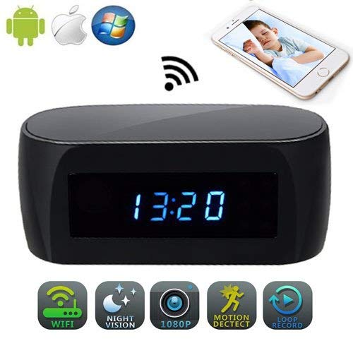 JLRKENG Wireless Spy Hidden Camera Desk Table Clock for Baby Caring Pet Monitor Home Security Cam Motion Detection Alarm Night Vision Live View and Loop Recording 12-hour System Mini Nanny Cam