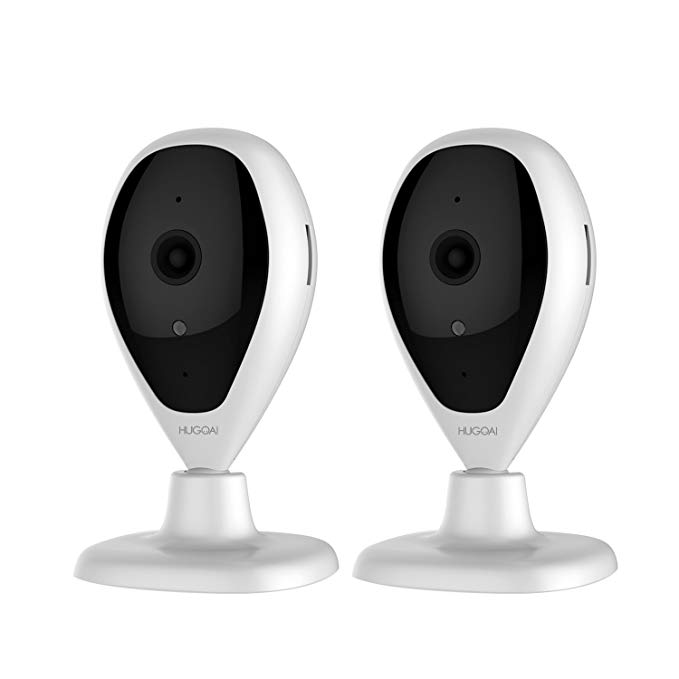 Security IP Camera, HUGOAI WiFi 1080P HD Wireless Home Security Surveillance Camera with Face Detection, Motion Detection,Night Vision, Two Way Audio, Cloud Service Available – White(2 Packs)