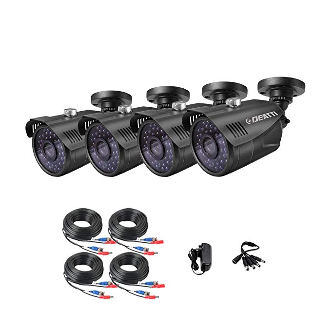 DEATTI 4Pack AHD 1080P CCTV Camera Outdoor for Home CCTV System, Black