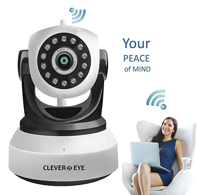 EXTRA SECURITY WiFi IP PTZ Camera, Clever●Eye HD Wireless Security IP Camera, Baby monitor, Nanny cam, Elder monitor, Pet cam | 2 Way Audio| Night Vision| Motion Detection| Pan/Tilt/Zoom –Smart Choice