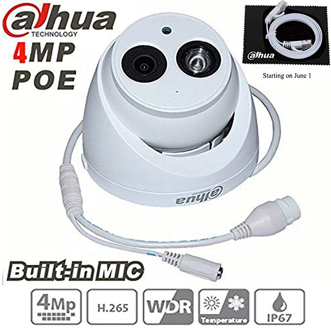 Dahua audio IP Camera IPC-HDW4431C-A 2.8mm 4MP audio Full HD IR Mini Dome PoE Network Camera IP67 Built-in Mic phone