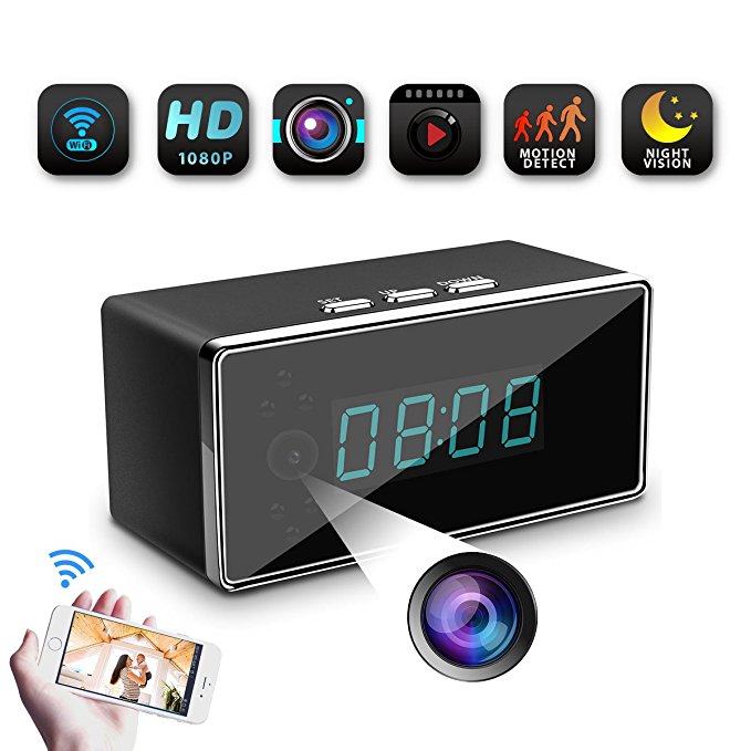 WiFi Spy Hidden Camera-SILLEYE 1080P Clock Hidden Camera Mini Nanny Cam with Motion Detection,Night Vision,3000mAh Battery,Indoor Use