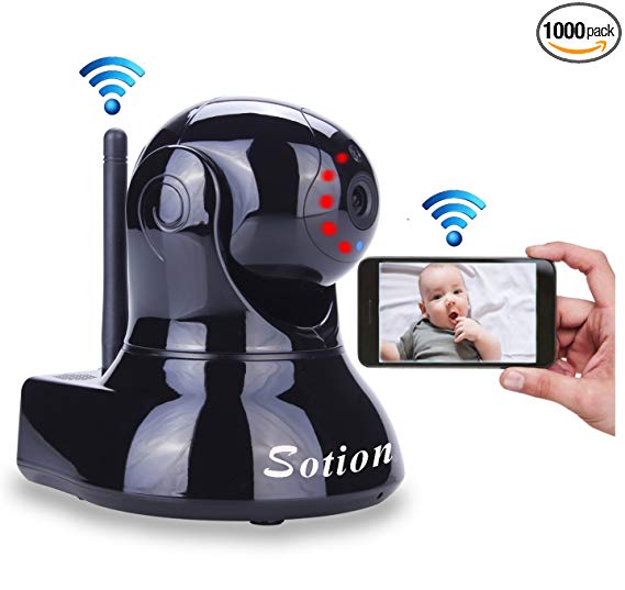 Sotion Video Baby Monitor, HD Wireless Pet Camera with Two Way Audio and Night Vision for Home/Indoor Security, Internet IP Surveillance Wifi Camera System with Motion Detection, Pan and Tilt