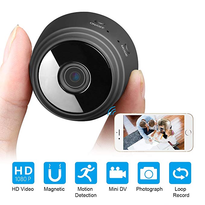 Mini Spy Camera Wireless Hidden Camera WiFi,1080P Hidden Spy Camera with Night Vision/Motion Detection/150°Wide Angle for Home Security(iOS&Andriod App Support)