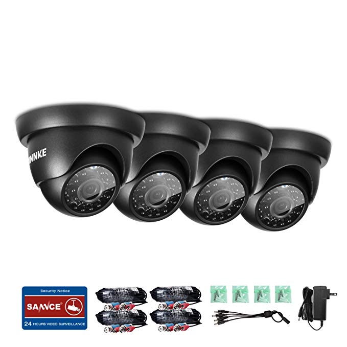 Annke 4-Packed 720P HD-TVI CCTV Security Camera Kit with IP66 Weatherproof,Colorful Night Vision With IR Cut Filter Infrared IR Lens