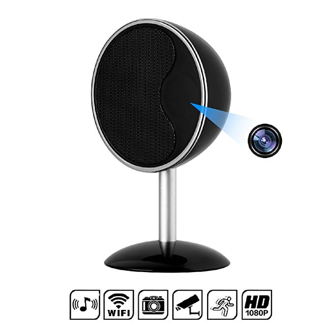 WiFi Hidden Camera Bluetooth Speakers Music Player PANNOVO HD 1080P Wireless Spy Camera Nanny Camera with Motion Detection