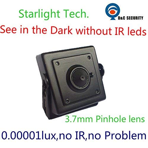 Analog 700TVL Low Light Hidden Mini CCTV Security Camera Black 0.00001Lux Day and Night Color Image Starlight with 3.7mm Pinhole lens