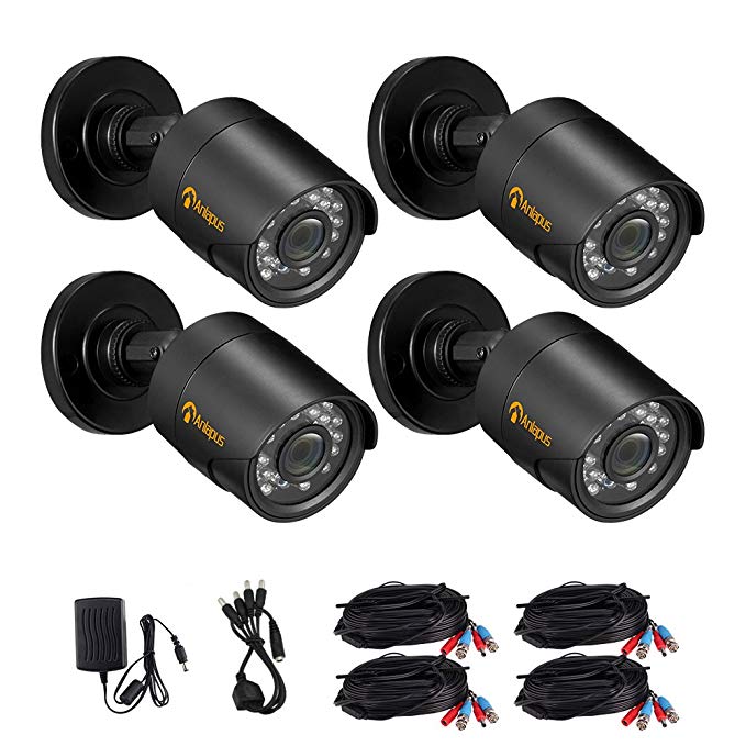 Anlapus 4 Pack HD-TVI 720P 1280TVL CCTV Security Bullet Camera, 24 PCS LEDS 3.6mm Lens with IR Cut 65Feet/20 Meter Night Vision Outdoor Indoor Weatherproof Camera for 720P/1080P HD-TVI DVR Recorder