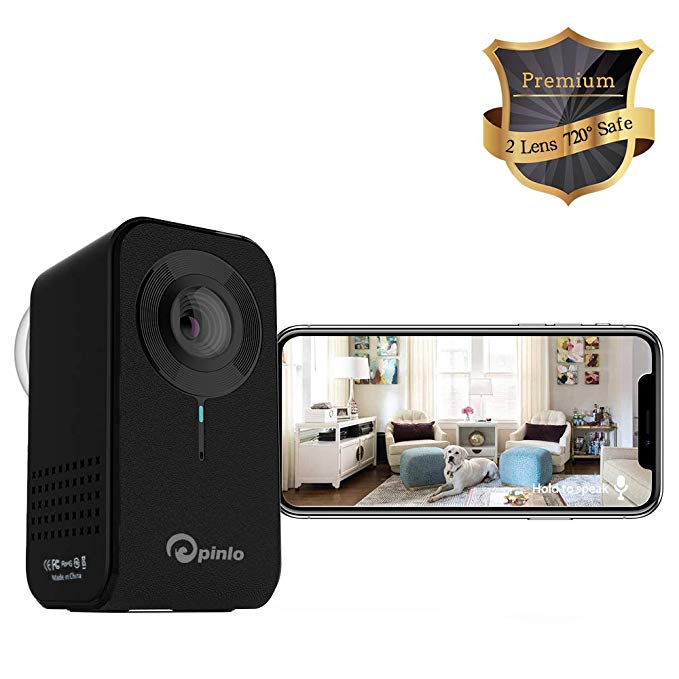 Home Security Camera, Nanny Cam for Baby/Kid/Pet/Porch 1080P 720° View 2 Lens Home Monitor Mount Anywhere Motion Detect Cam Night Vision 2Way Audio CloudStorage Remote Control with iOS Android PC App