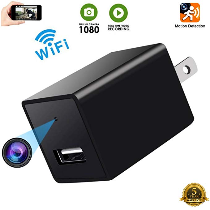 Spy Camera -USB Hidden Cam-Wifi Nanny Camera-HD 1080P Snap SmartCam-Mini Plug in Security Camera-Wall Charger Camera- Motion Detection-Remote Viewing -Upgraded Version 2018