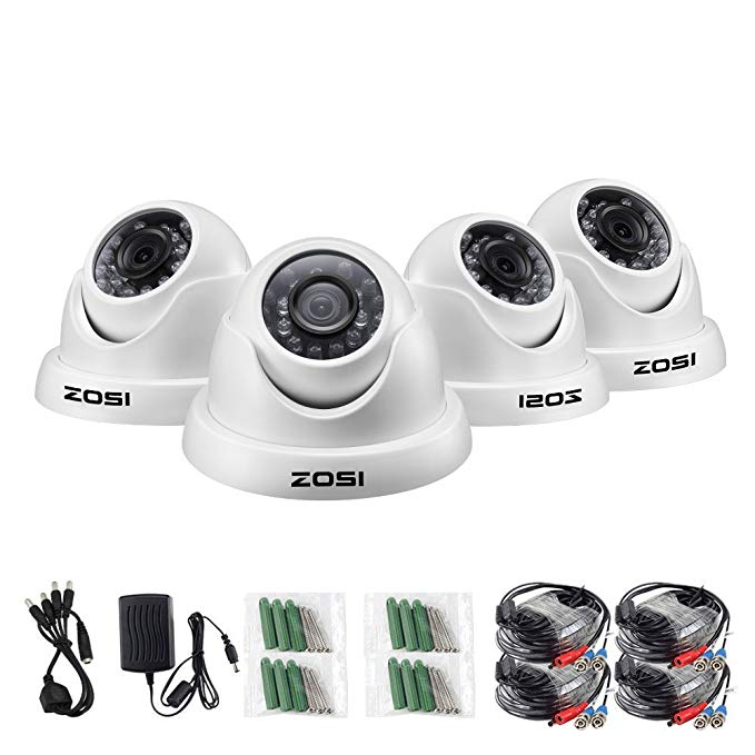 ZOSI 4 Pack HD-TVI 2.0MP 1080p Security Camera System,Indoor/Outdoor Day Night Dome Surveillance CCTV Camera,Only Compatible with TVI Series DVRs