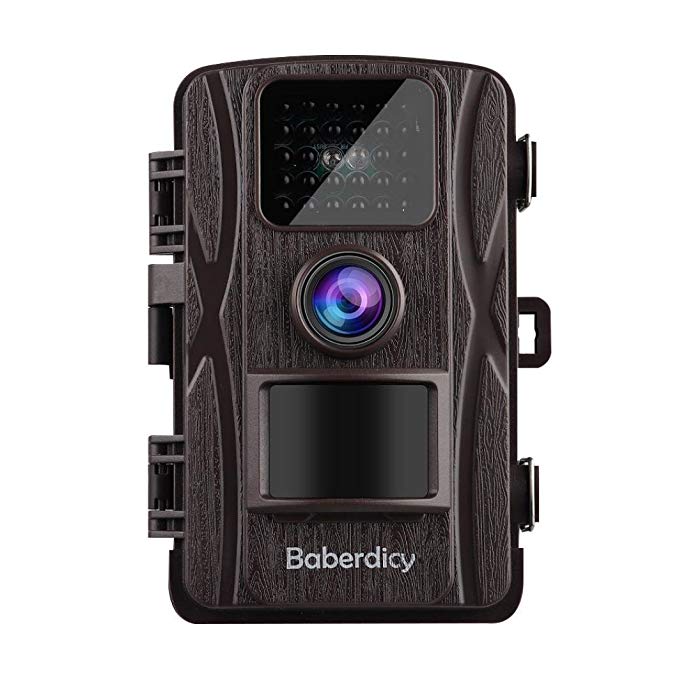 Baberdicy Trail Camera, 1080P 12MP HD Wildlife Camera Motion Activated Night Version,Waterproof Game Hunting Cam 120°Wide Angle, 0.2s Trigger Time, 65ft Range (Brown)