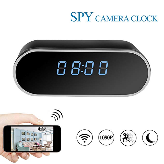 Newwings HD 1080P WiFi Hidden Camera Alarm Clock Wireless Spy Camera with Night Vision and Motion Detection, Nanny Cam for Home Security