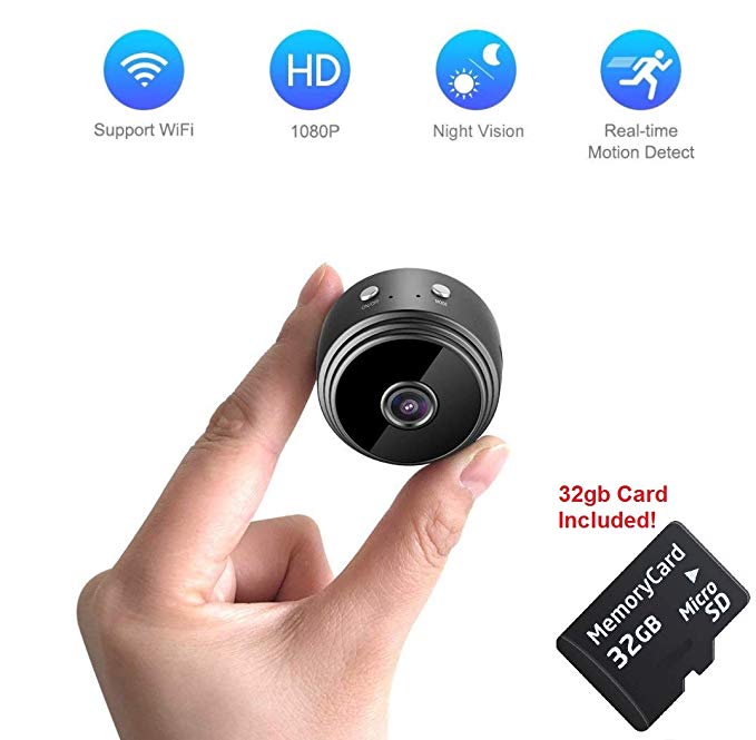 Mini Spy Camera WiFi | Hidden Magnetic Camera | Free 32 gb Micro SD Card | Nanny Pet Body Dash Spy Cam DENT Products