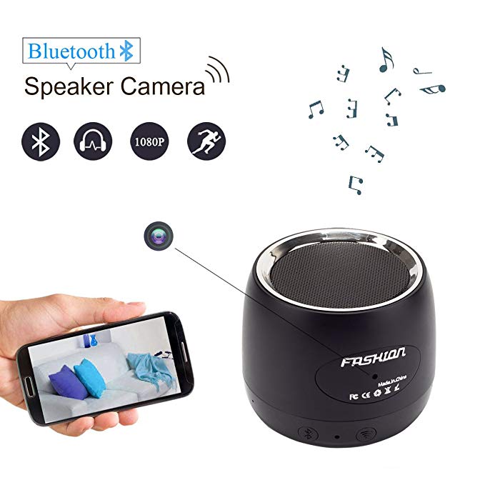 HongSheng 1080P Bluetooth Speaker Wireless Wifi Hidden Camera Motion Detection/Real-Time View/Loop Recording/Music Player, Spy Nanny Cam For Home Security,Capacity Up To 128