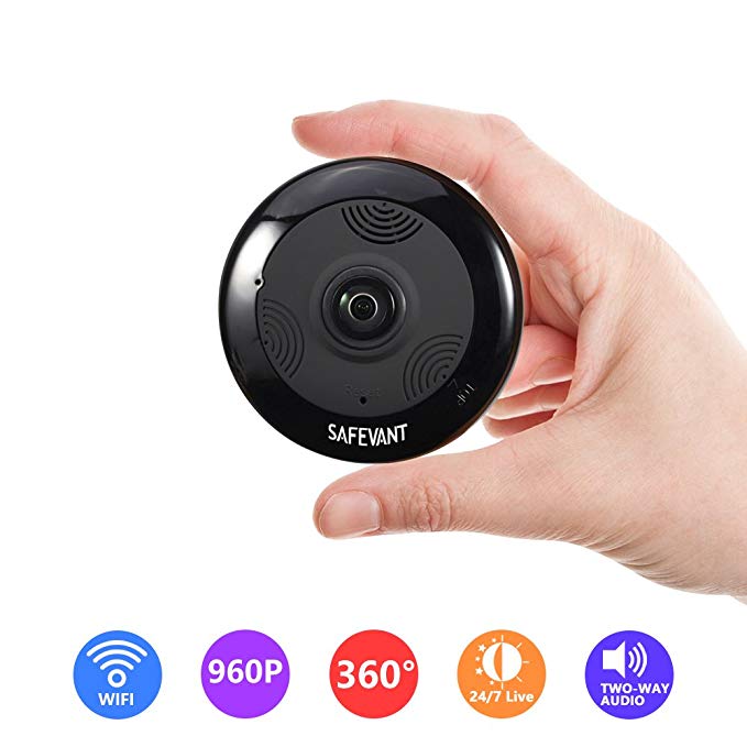 Wireless Security Camera, SAFEVANT HD Multifunctional Fisheye Panoramic Camera 360 Degree Wifi IP Camera with Two Way Audio Night Vision and 3D View