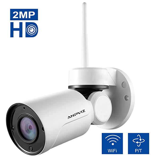 Wireless Security Camera，Anpviz Outdoor PT IP Camera 1080P HD, Pan/Tilt Remote Control, Built-in Microphone, 3.6mm lens and Night Vision, Support Max 128GB SD Card