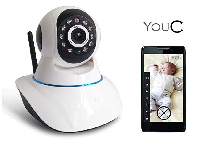 YouC Baby Camera for Security and Surveillance | HD 720mp with Night Vision | 2 Way Talk Audio & WiFi Connection | Iphone and Android app