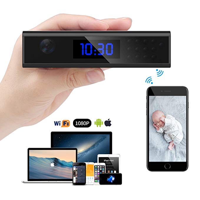 Wireless Hidden Camera, Relohas PRO Spy Camera WiFi HD 1080P Recorder with Alarm Clock, Covert Cameras Infrared Night Vision, 140°Angle Nanny Cam with Monitoring Detection Compatible Indoor Home Secu