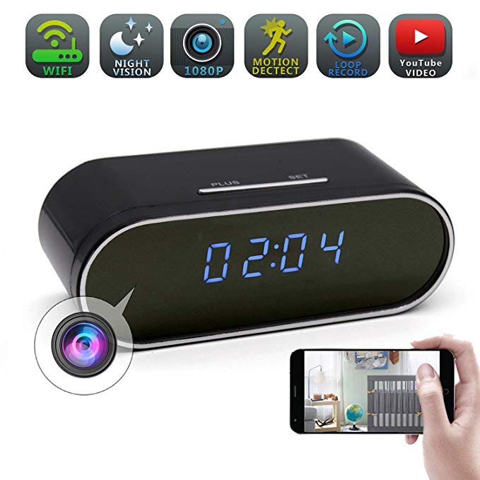 Clock Camera Hidden Spy Camera Clock Alarm Clock WiFi HD 1080P Wireless Camera with Motion Detection,Night Vision,Real time Video,Covert Nanny Cam for Home Security