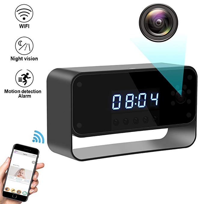 Facamword Hidden Camera WIFI Spy Camera Clock HD 1080P Wireless Security Cam for Home Nanny Cameras Starlight Night Vision Remote View