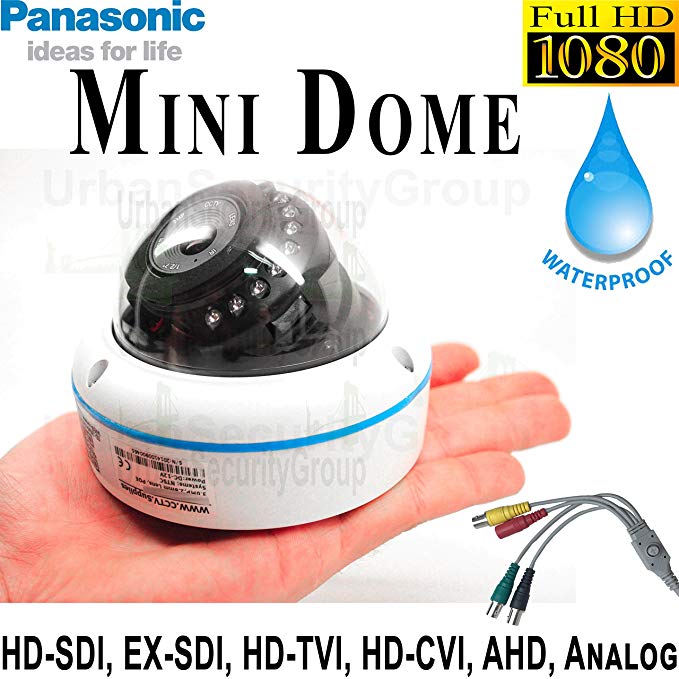 USG 6-in-1 CCTV Format Panasonic Chip 1080P 2MP High Definition Discreet Mini Dome Security Camera : 3.6mm Fixed Wide Angle Lens, 15x IR LEDs : HD-SDI, EX-SDI, HD-TVI, HD-CVI, AHD, Analog Format