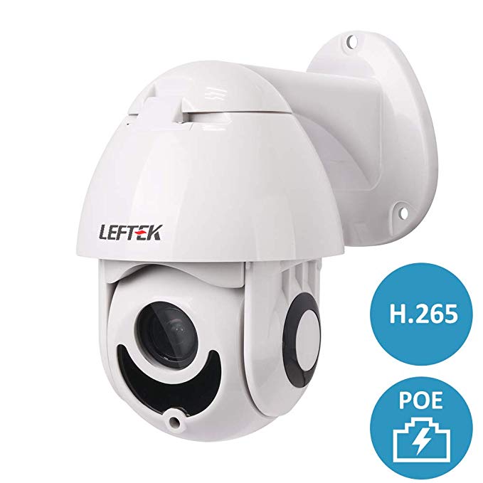 Security Camera,LEFTEK PTZ POE Camera Outdoor Mini H.265 Network 2.0MP 1080P 3x Zoom 3.5-10.5mm 2 IR-Cut Light Outdoor IP66 Weatherproof Camera