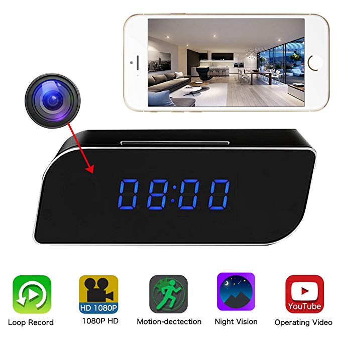 MG MOLGORE Clock Spy Camera, WiFi HD 1080P Mini Alarm Clock Desktop Camera Wireless IP Camera Cam 140°Night Vision Motion Detection & Home Security Baby Sitter Free Surveillance