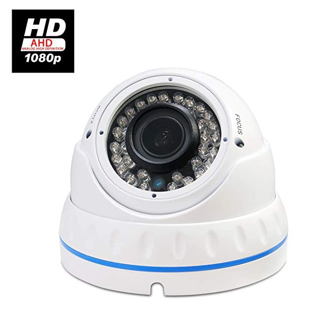 Evertech 1/2.9” Sony 2.4MP CMOS Sensor 1080P Hybrid AHD CVBS TVI CVI Vandal Proof 36IR LED 2.8-12mm Varifocal Lens White Dome Camera for Security Surveillance