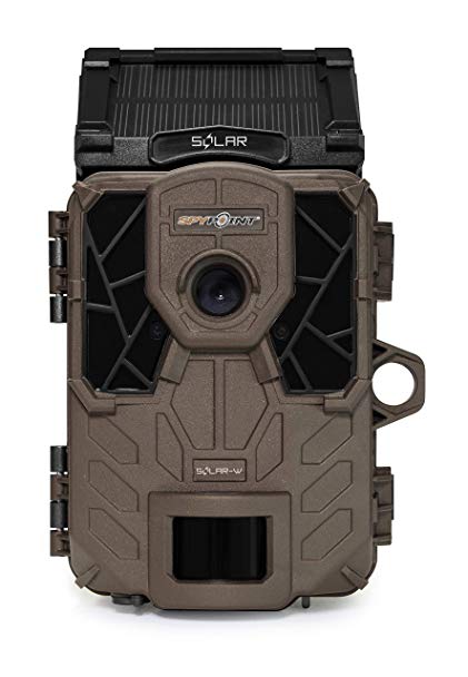 SPYPOINT SOLAR-W Trail Camera 12MP HD Video PATENTED Solar Panel&Rechargeable Built-In Battery, High Power LEDs, Super Low Glow, IR Boost Tech, 2