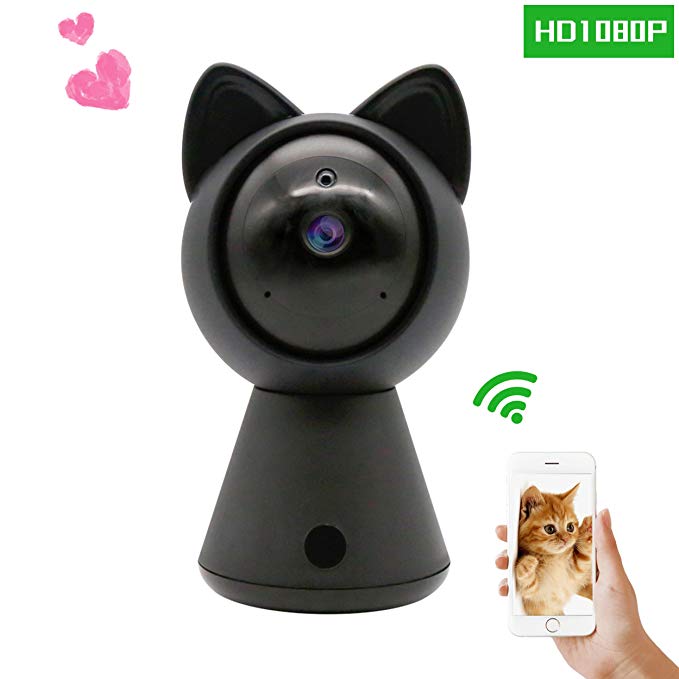 Pet IP Camera WiFi Cam HD 1080P Cute Cat camera Home Security Surveillance Wireless System Dome Camera Nanny Baby Cam Indoor Monitor Pan/Tilt with Night Vision 2-Way Audio Motion Detection alarm B